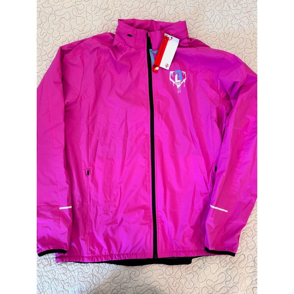 Baseball 101 Rain Delay Mens Pink Full Zip Windbreaker Jacket Size Large